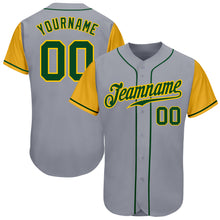Load image into Gallery viewer, Custom Gray Green-Gold Authentic Two Tone Baseball Jersey

