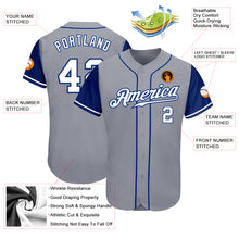 Load image into Gallery viewer, Custom Gray White-Royal Authentic Two Tone Baseball Jersey
