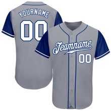 Load image into Gallery viewer, Custom Gray White-Royal Authentic Two Tone Baseball Jersey
