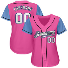 Load image into Gallery viewer, Custom Pink White-Light Blue Authentic Two Tone Baseball Jersey
