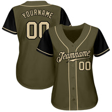 Load image into Gallery viewer, Custom Olive Cream-Black Authentic Two Tone Salute To Service Baseball Jersey
