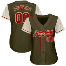 Load image into Gallery viewer, Custom Olive Red-Cream Authentic Two Tone Salute To Service Baseball Jersey
