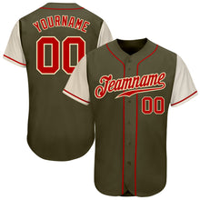 Load image into Gallery viewer, Custom Olive Red-Cream Authentic Two Tone Salute To Service Baseball Jersey
