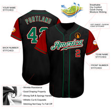 Load image into Gallery viewer, Custom Black Kelly Green-Red Authentic Two Tone Baseball Jersey
