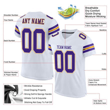 Load image into Gallery viewer, Custom White Purple-Gold Mesh Authentic Football Jersey
