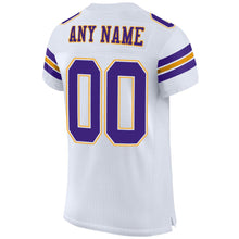 Load image into Gallery viewer, Custom White Purple-Gold Mesh Authentic Football Jersey
