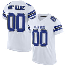 Load image into Gallery viewer, Custom White Royal-Black Mesh Authentic Football Jersey
