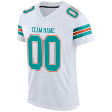 Load image into Gallery viewer, Custom White Aqua-Orange Mesh Authentic Football Jersey
