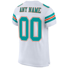 Load image into Gallery viewer, Custom White Aqua-Orange Mesh Authentic Football Jersey
