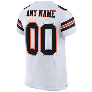 Custom White Black-Orange Mesh Authentic Football Jersey