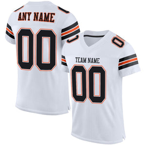 Custom White Black-Orange Mesh Authentic Football Jersey