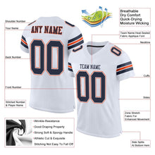Load image into Gallery viewer, Custom White Navy-Orange Mesh Authentic Football Jersey
