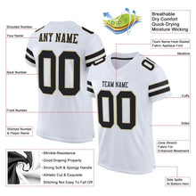 Load image into Gallery viewer, Custom White Black-Vegas Gold Mesh Authentic Football Jersey
