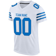 Load image into Gallery viewer, Custom White Panther Blue-Light Gray Mesh Authentic Football Jersey
