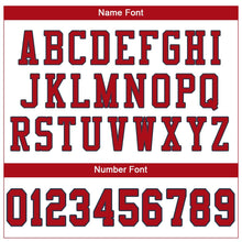 Load image into Gallery viewer, Custom White Red-Navy Mesh Authentic Football Jersey
