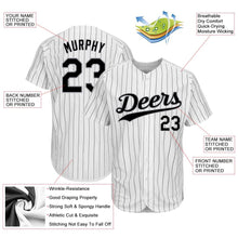 Load image into Gallery viewer, Custom White Black Pinstripe Black-Gray Authentic Baseball Jersey
