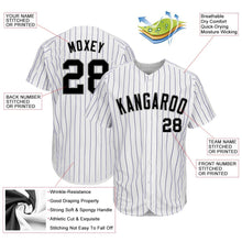 Load image into Gallery viewer, Custom White Purple Pinstripe Black-Gray Authentic Baseball Jersey
