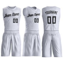 Load image into Gallery viewer, Custom White Black Round Neck Suit Basketball Jersey - Fcustom
