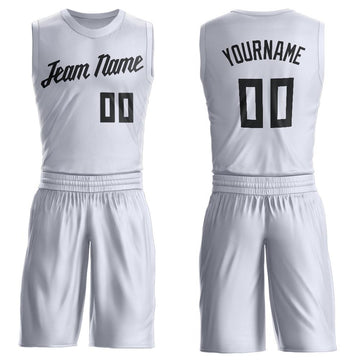 Custom White Black Round Neck Suit Basketball Jersey - Fcustom