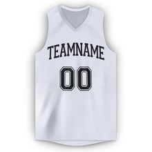Load image into Gallery viewer, Custom White Black V-Neck Basketball Jersey - Fcustom
