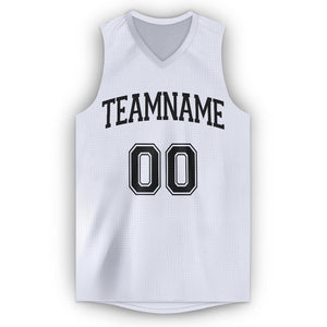 Custom White Black V-Neck Basketball Jersey - Fcustom