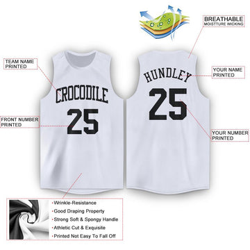 Custom White Black Round Neck Basketball Jersey - Fcustom