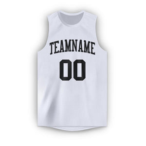 Custom White Black Round Neck Basketball Jersey - Fcustom