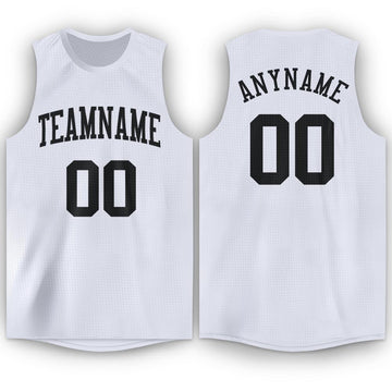 Custom White Black Round Neck Basketball Jersey - Fcustom