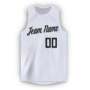 Custom White Black Round Neck Basketball Jersey - Fcustom