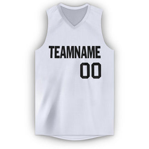 Custom White Black V-Neck Basketball Jersey - Fcustom