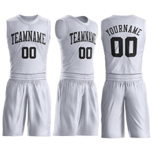 Load image into Gallery viewer, Custom White Black Round Neck Suit Basketball Jersey - Fcustom
