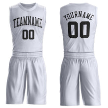 Load image into Gallery viewer, Custom White Black Round Neck Suit Basketball Jersey - Fcustom

