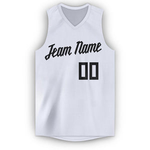 Custom White Black V-Neck Basketball Jersey - Fcustom