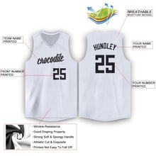 Load image into Gallery viewer, Custom White Black V-Neck Basketball Jersey - Fcustom
