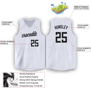 Custom White Black V-Neck Basketball Jersey - Fcustom