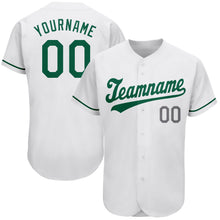 Load image into Gallery viewer, Custom White Kelly Green-Gray Authentic St. Patrick&#39;s Day Baseball Jersey
