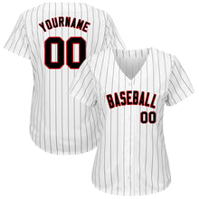 Load image into Gallery viewer, Custom White Black Pinstripe Black-Red Authentic Baseball Jersey
