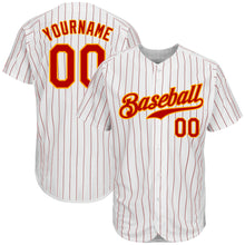 Load image into Gallery viewer, Custom White Red Pinstripe Red-Gold Authentic Baseball Jersey
