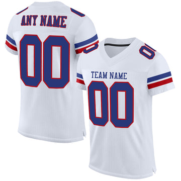 Custom White Royal-Red Mesh Authentic Football Jersey