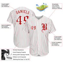 Load image into Gallery viewer, Custom White Red Pinstripe Red-White Authentic Baseball Jersey
