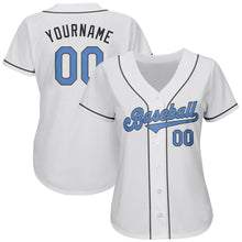 Load image into Gallery viewer, Custom White Light Blue-Steel Gray Authentic Father&#39;s Day Baseball Jersey
