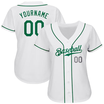 Custom White Kelly Green-Light Gray Authentic Baseball Jersey