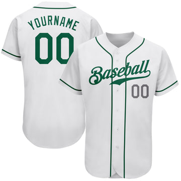 Custom White Kelly Green-Light Gray Authentic Baseball Jersey