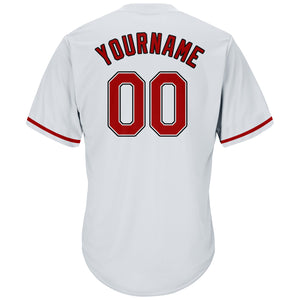 Custom White Red-Black Authentic Throwback Rib-Knit Baseball Jersey Shirt