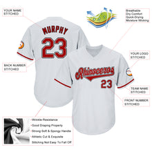 Load image into Gallery viewer, Custom White Red-Black Authentic Throwback Rib-Knit Baseball Jersey Shirt
