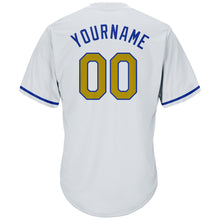 Load image into Gallery viewer, Custom White Old Gold-Royal Authentic Throwback Rib-Knit Baseball Jersey Shirt
