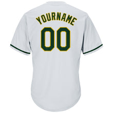 Load image into Gallery viewer, Custom White Green-Gold Authentic Throwback Rib-Knit Baseball Jersey Shirt
