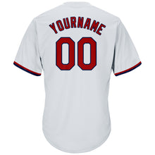 Load image into Gallery viewer, Custom White Red-Navy Authentic Throwback Rib-Knit Baseball Jersey Shirt

