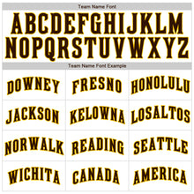 Load image into Gallery viewer, Custom White Brown Pinstripe Brown-Gold Authentic Baseball Jersey
