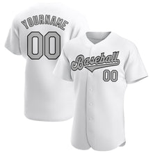 Load image into Gallery viewer, Custom White Gray-Black Authentic Baseball Jersey
